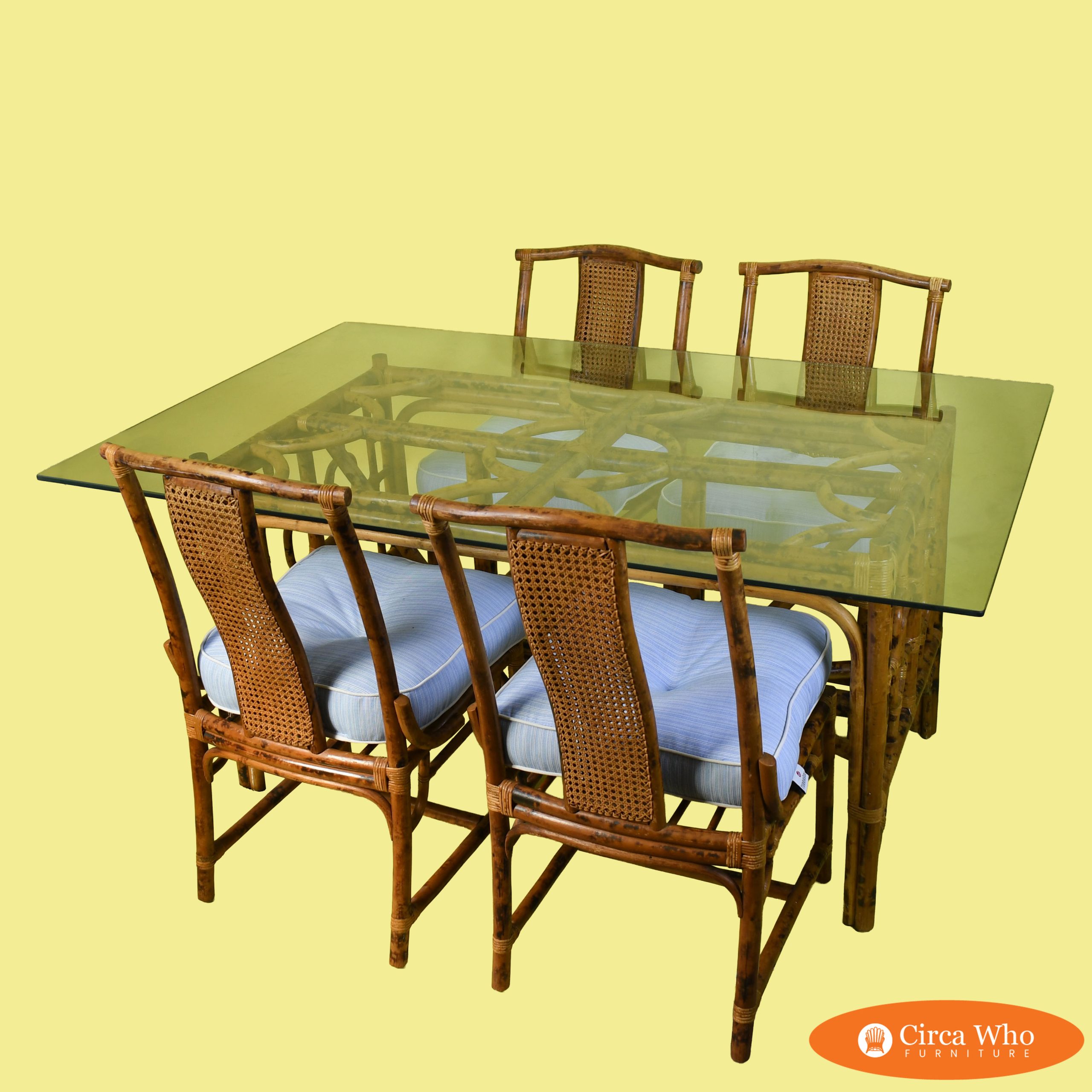 British Colonial Burnt Bamboo Dining Set