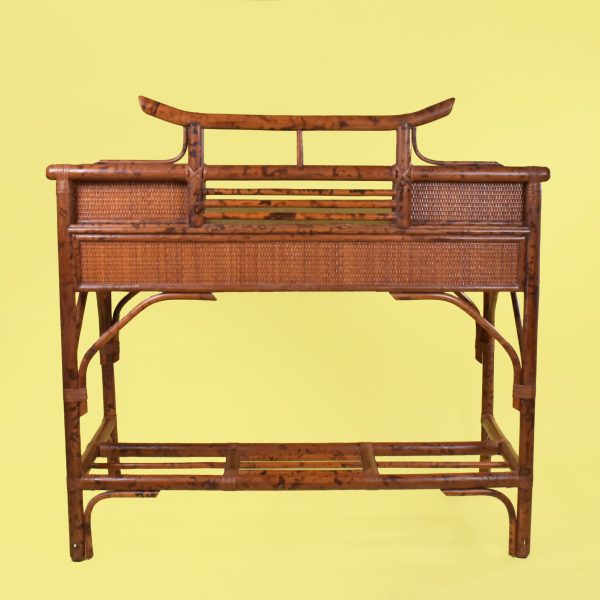 British Colonial Burnt Bamboo Pagoda Desk