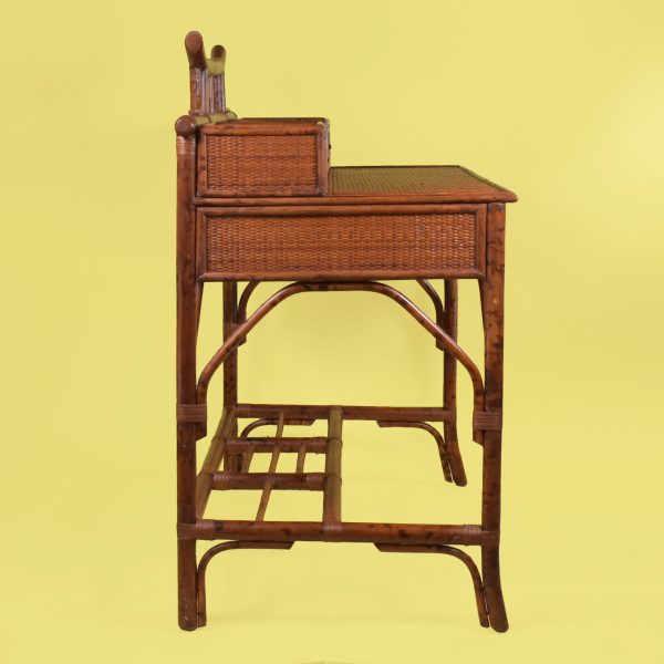 British Colonial Burnt Bamboo Pagoda Desk