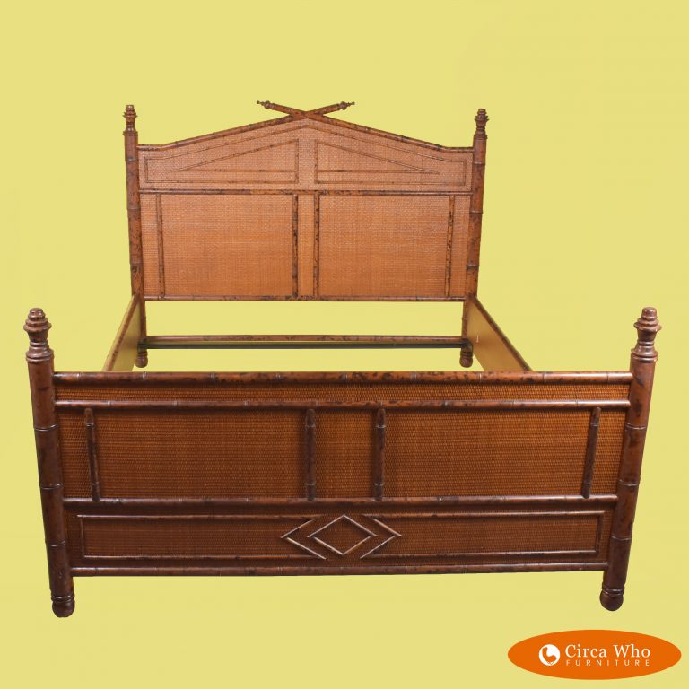 British Colonial Burnt Bamboo Queen Bed