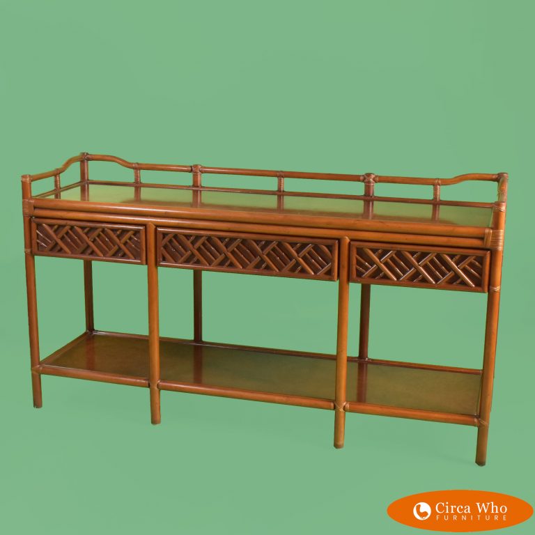 Brown Jordan Rattan Fretwork Console