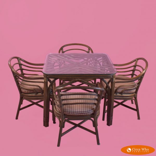 Brown Jordan Rattan Game Table with 4 Chairs