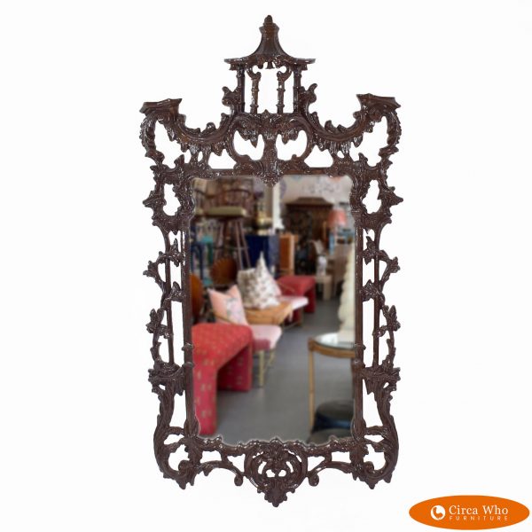 Brown Chippendale Pagoda Mirror