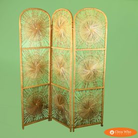 Buri Rattan 3 Panel Oval Screen