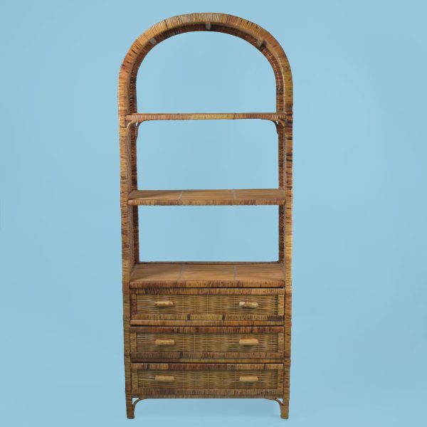 Buri Rattan and Wrapped Rattan Arched Cabinet