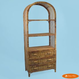 Buri Rattan and Wrapped Rattan Arched Cabinet
