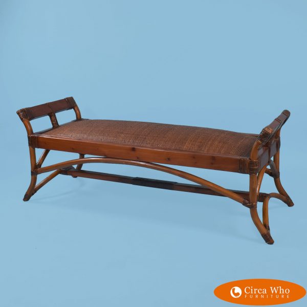 Burnt Bamboo And Cane Bench
