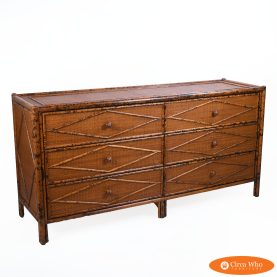 Burnt Bamboo British Colonial Double Dresser