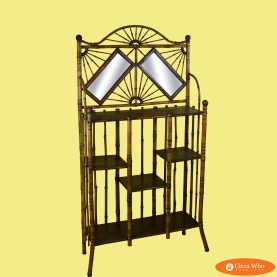Burnt Bamboo British Colonial Mirrored Shelf