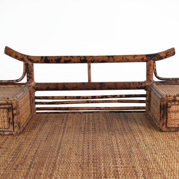 Burnt Bamboo British Colonial Pagoda Desk and Chair