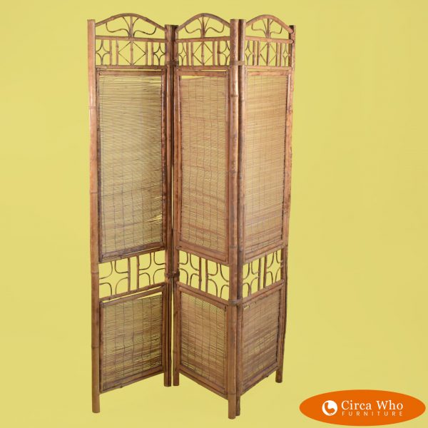 Burnt Bamboo Chippendale 3 Panel Screen
