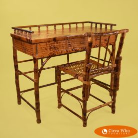 Burnt Bamboo Desk With Chair