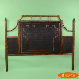 Burnt Bamboo Grasscloth King Headboard Black and Brown color