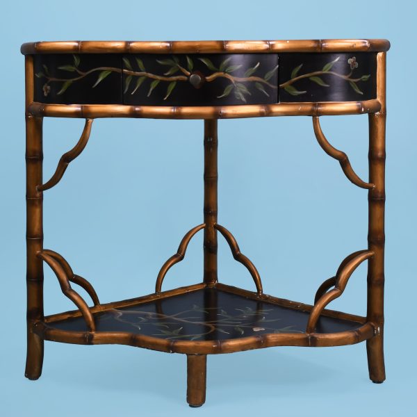 Burnt Bamboo Hand Painted Corner Table