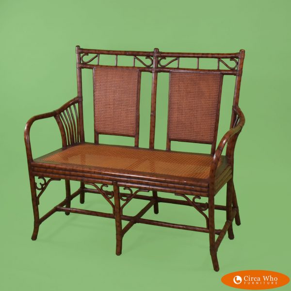 Burnt Bamboo and Cane Settee