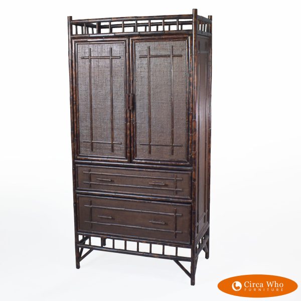 Burnt Bamboo and Grasscloth Cabinet