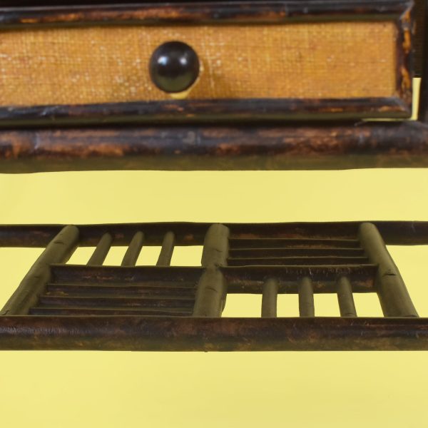 Burnt Bamboo and Grasscloth Drawers Coffee Table