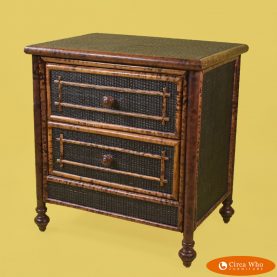 Burnt Bamboo and Grasscloth Nightstand