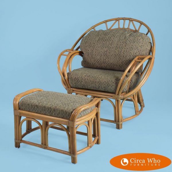 Butterfly Rattan Chair With Ottoman