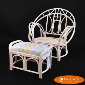 Butterfly Rattan Lounge Chair with Ottoman