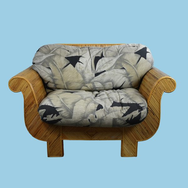 Sculptural Pencil Reed and Woven Rattan Lounge Chair