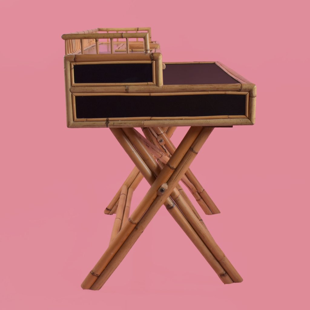 Campaign Style Rattan Desk and Chair Circa Who