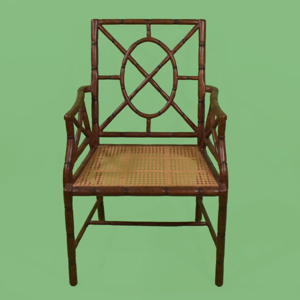 Caned Faux Bamboo Arm Chair