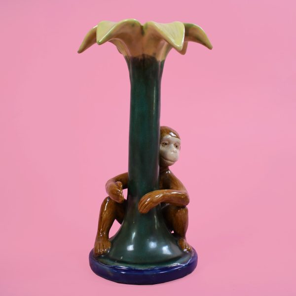 Ceramic Monkey Holding Candle Stick