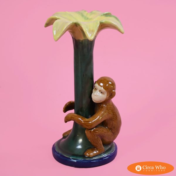 Ceramic Monkey Holding Candle Stick