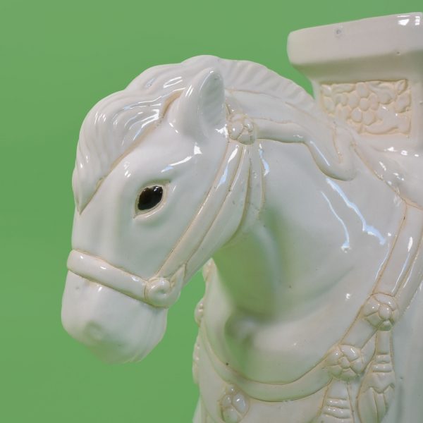 Ceramic White Horse Garden Seat