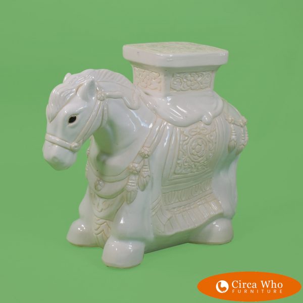 Ceramic White Horse Garden Seat