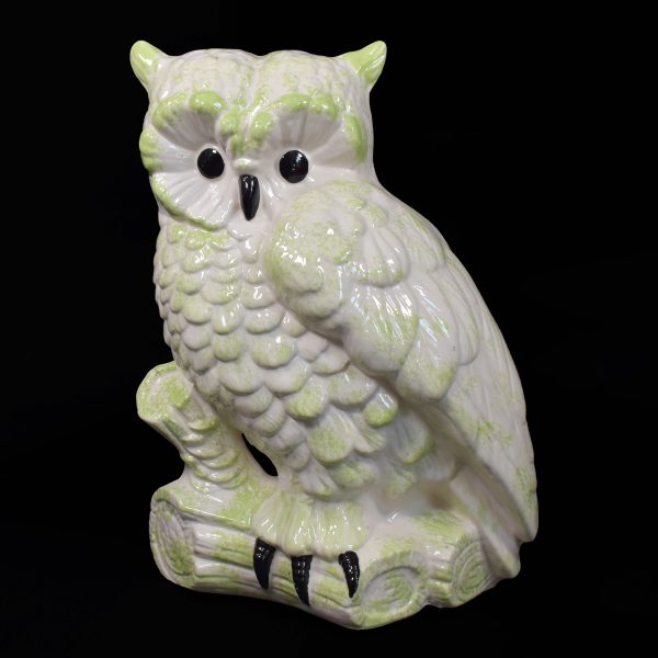 Ceramic White and Green Owl