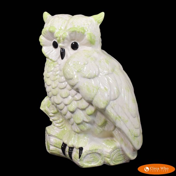 Ceramic White and Green Owl