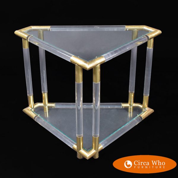 Charles Hollis James Lucite Brass Side Table