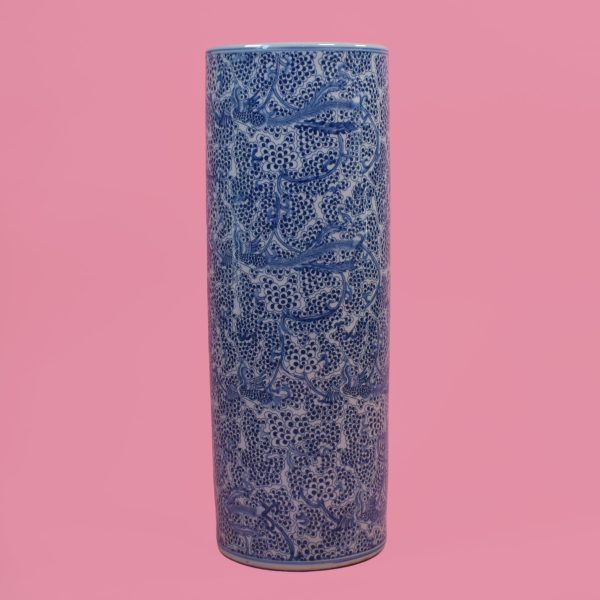 Chinoiserie Blue Ceramic Umbrella Stand