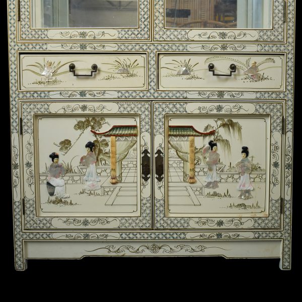 Chinoiserie Pagoda White Cabinet