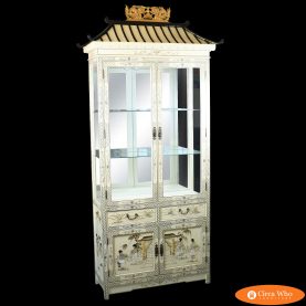 Chinoiserie Pagoda White Cabinet