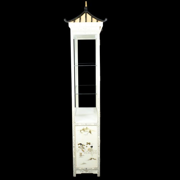 Chinoiserie Pagoda White Cabinet