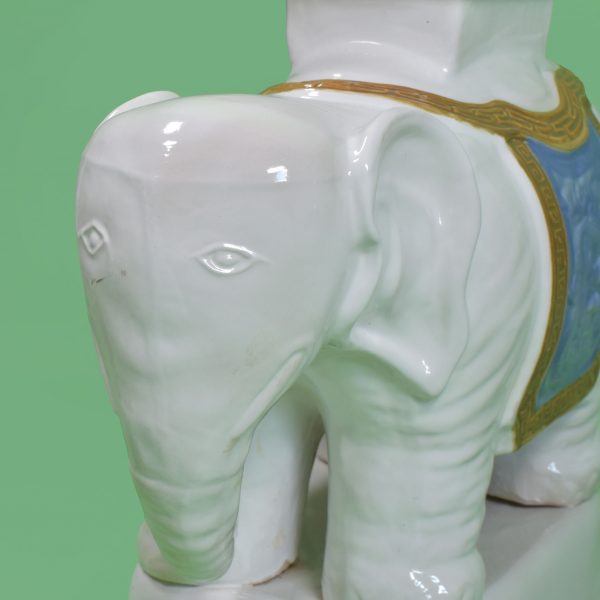 Chinoiserie White Elephant Garden Seat