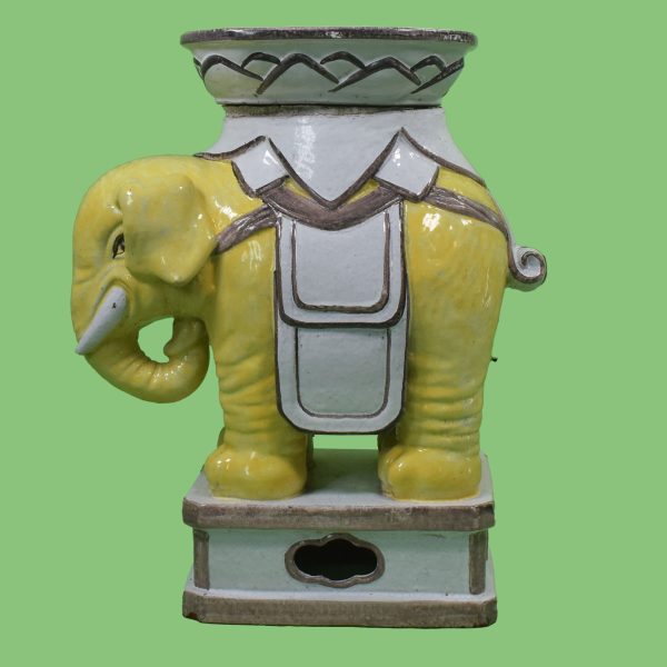 Chinoiserie Yellow Garden Elephant Seat