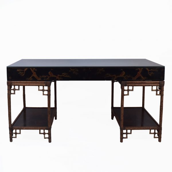 Chinoiserie and Burnt Bamboo Large Desk by Maitland Smith