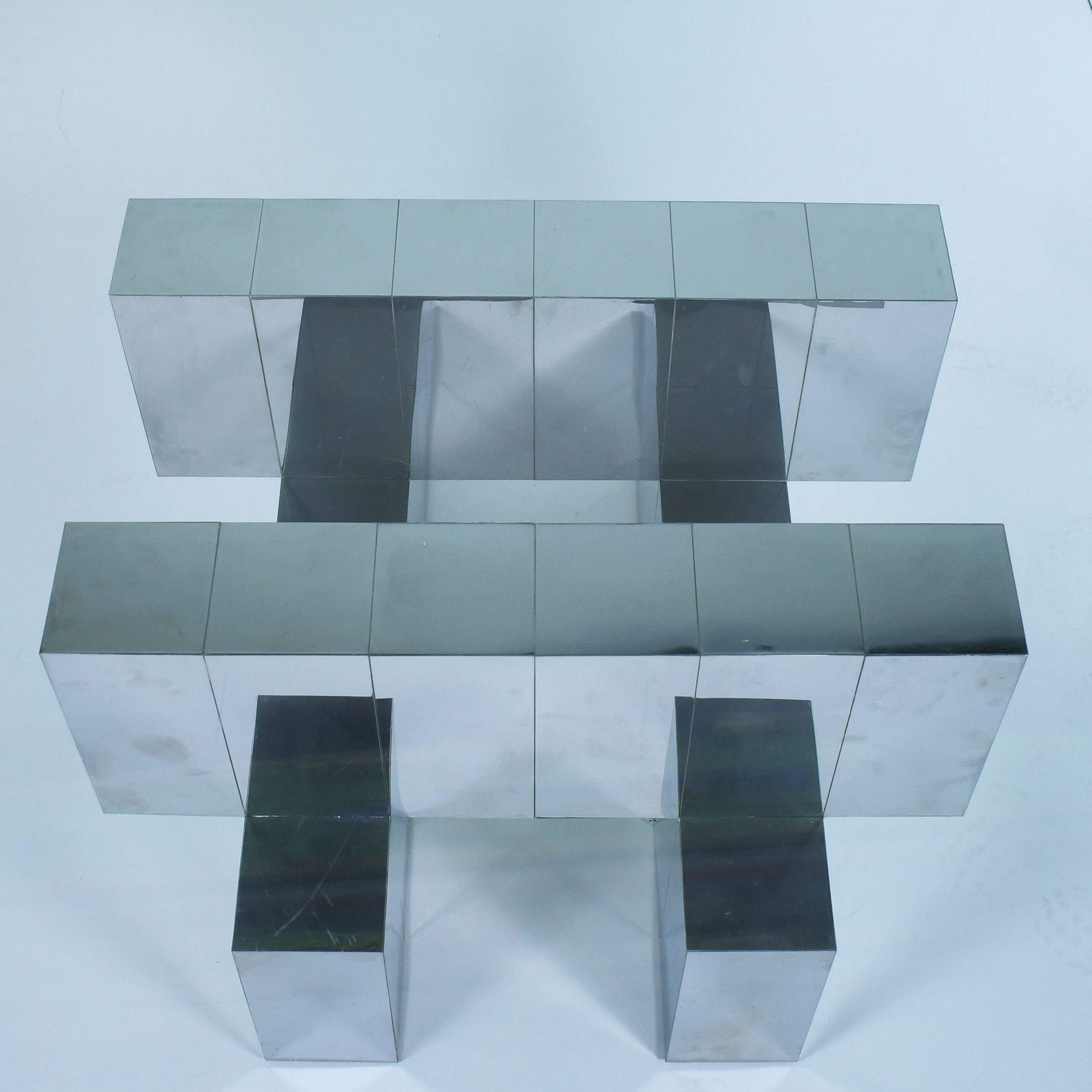 Chrome Cityscape Coffee Table Attributed to Paul Evans