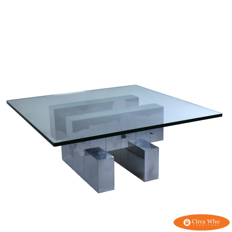 Chrome Cityscape Coffee Table Attributed to Paul Evans