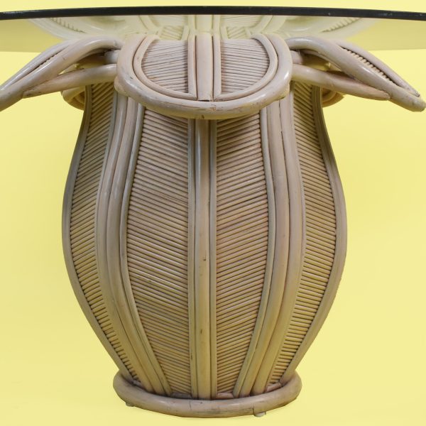 Crepi Style Bell Flower Reed and Rattan Side Table