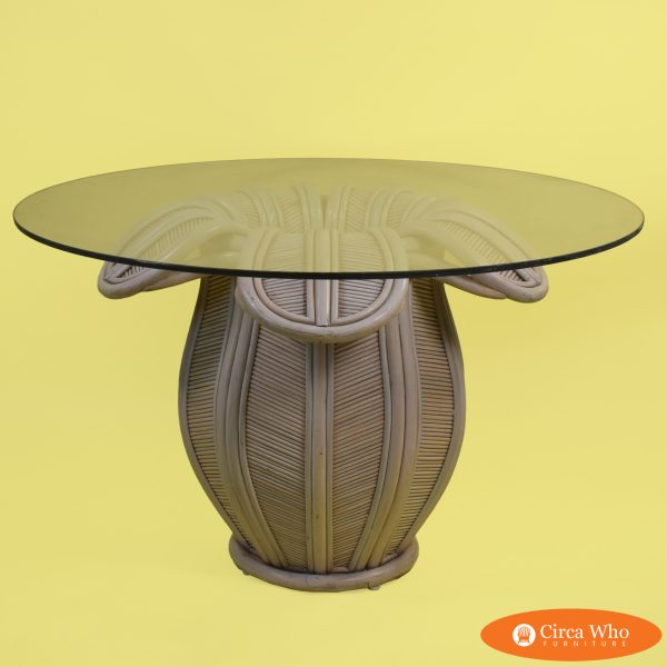 Crepi Style Bell Flower Reed and Rattan Side Table