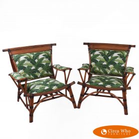 Pair of Marge Carson "Mandaly" Asian Chinoiserie Club Chair