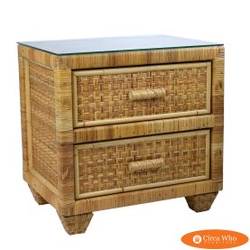 Danny Ho Fong Style Rattan Wrapped Nightstand