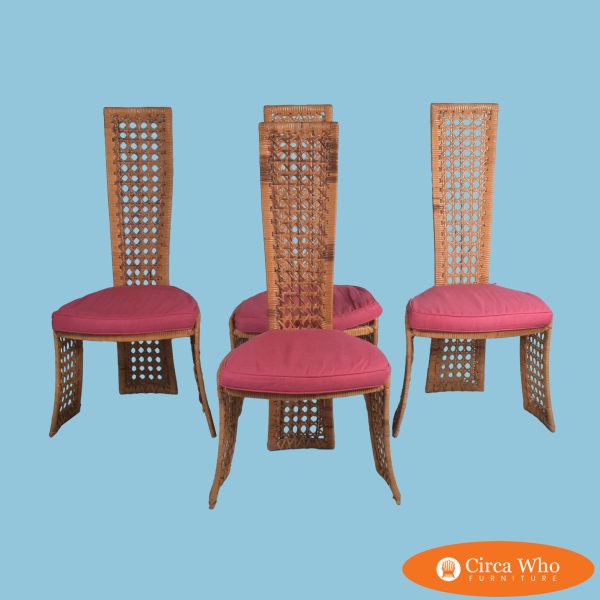 Danny Ho Fong for Tropi-Cal Set of 4 Dinning Rattan Chairs