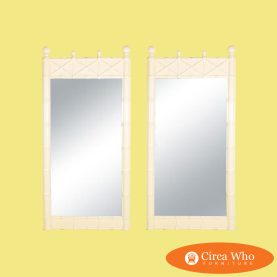 Pair of Faux Bamboo Fretwork Mirrors