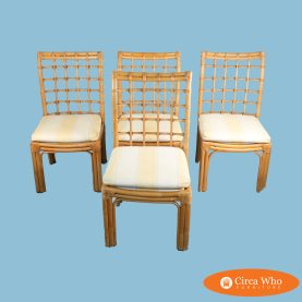 Set of 4 Vintage Bamboo Dinning Chairs